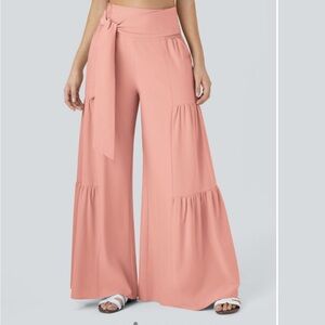 HALARA NWOT SIZE L Breezeful High Waisted Shirred Tie Wide Leg Solid Pants